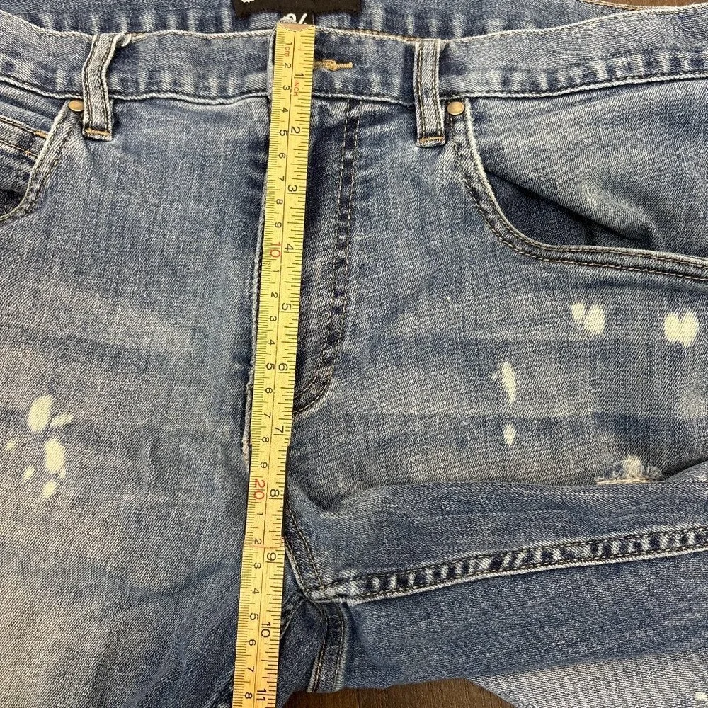 Empyre Denim Shorts Men's Size 34 Y2K Blue Distressed Cuffed Hem 11